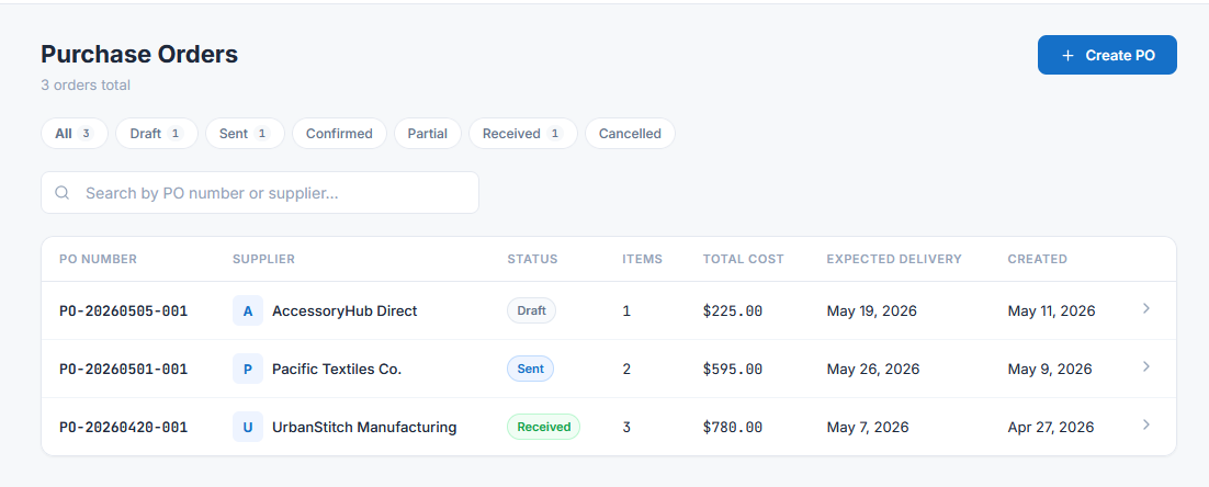 Track Every Supplier Order